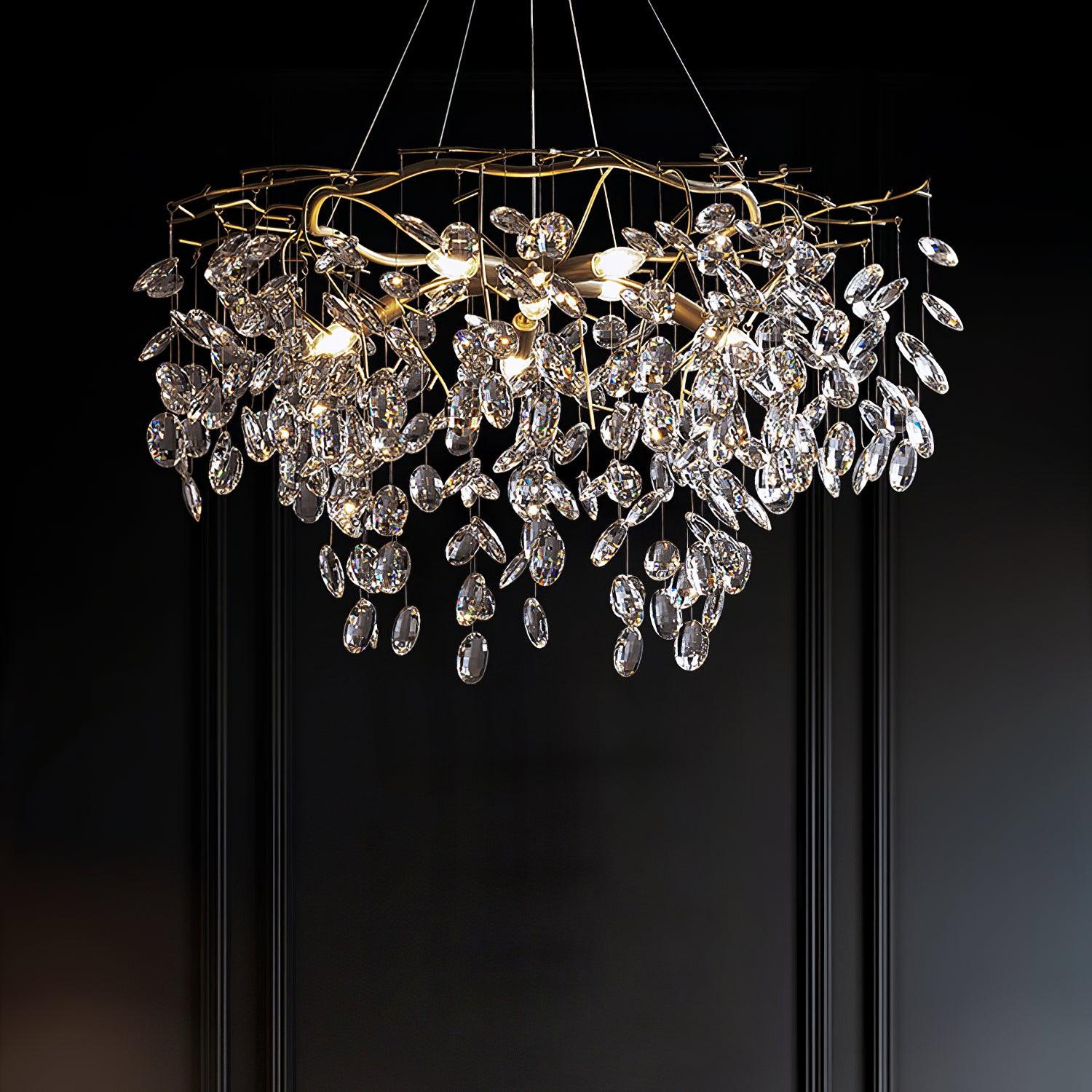 Luxirian Chandelier Crystal Branch Gold LED