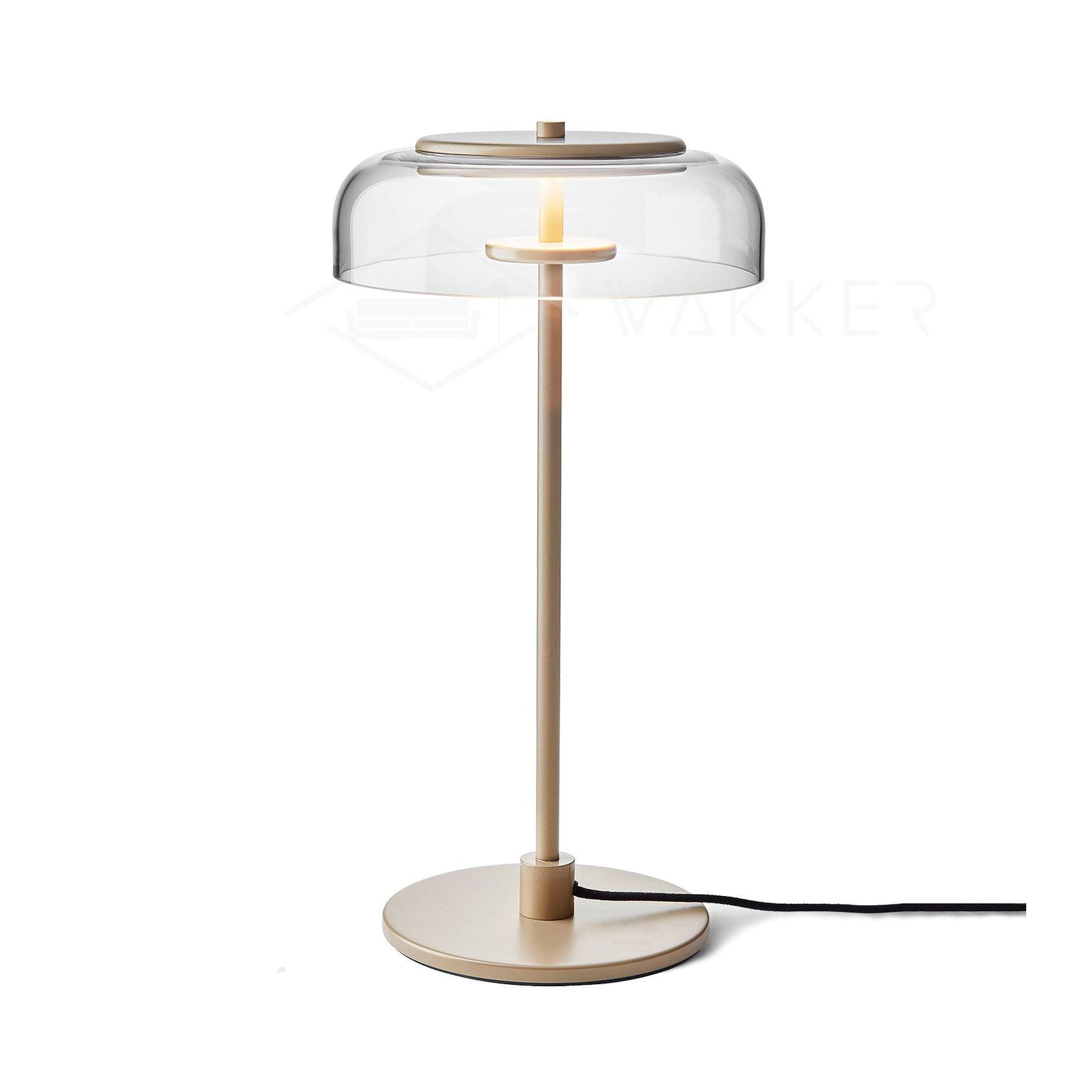 Rinelette Table Lamp Clear Glass Shade Wood Base