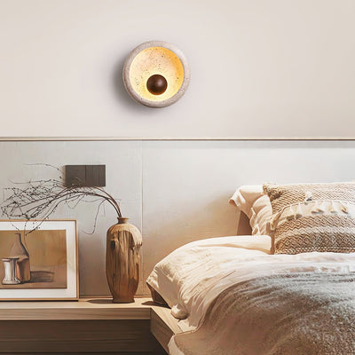 Serinaria Orb-Shaped Travertine Wall Light