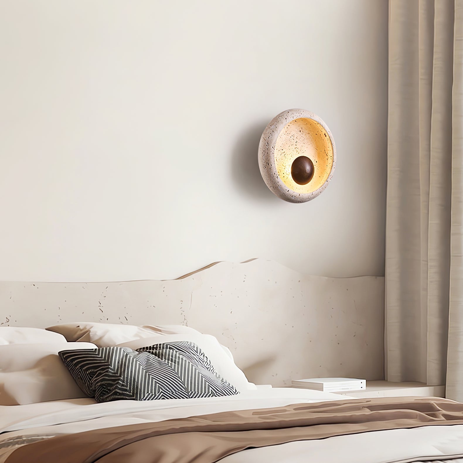 Serinaria Orb-Shaped Travertine Wall Light