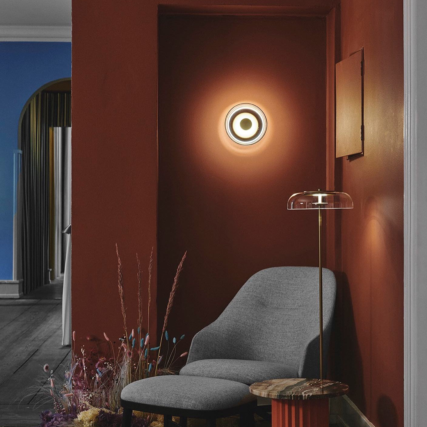 Aether Brass Glass Wall Light
