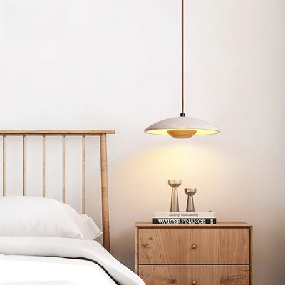 Bax Wide-Brim Travertine Pendant Light