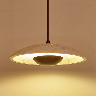 Bax Wide-Brim Travertine Pendant Light