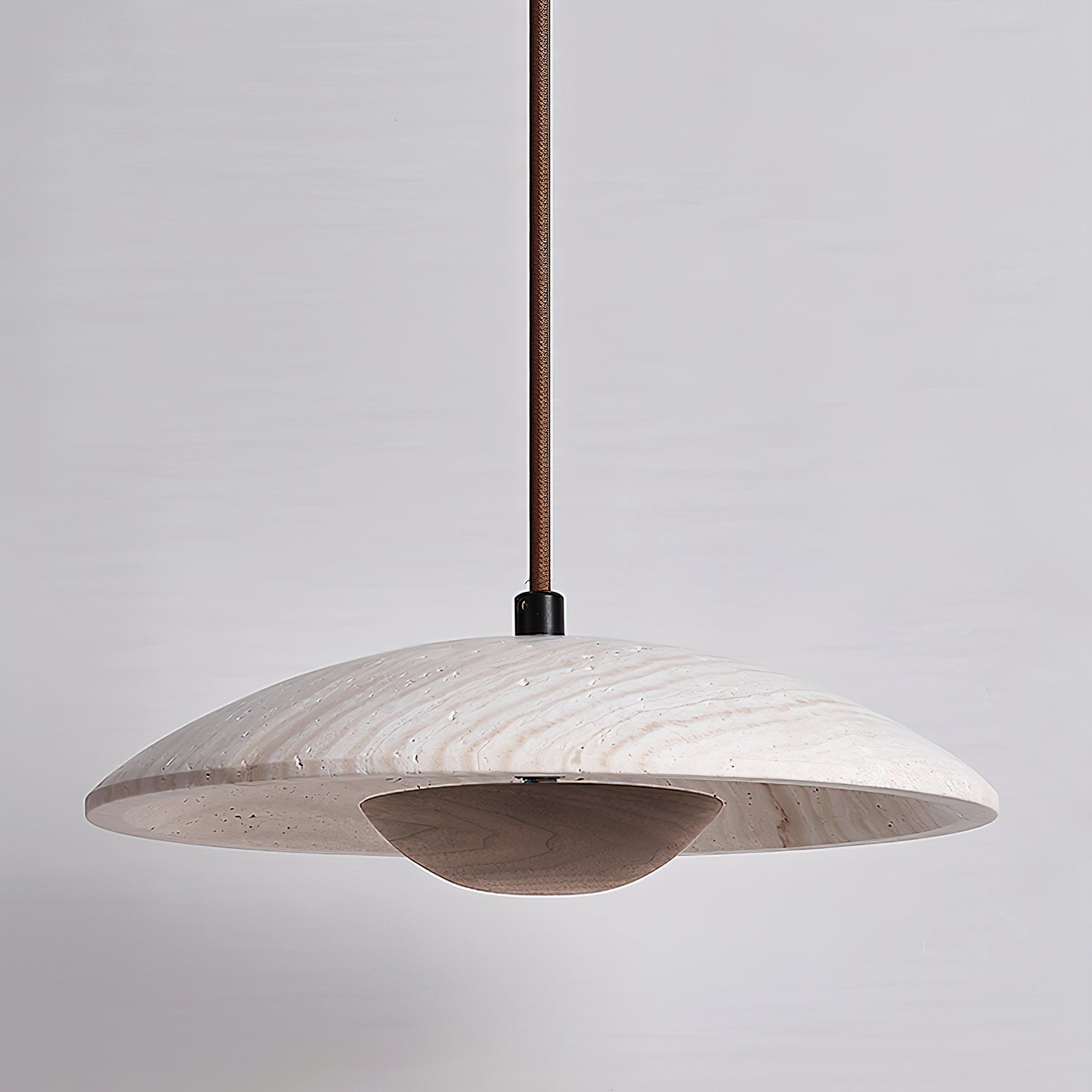 Bax Wide-Brim Travertine Pendant Light