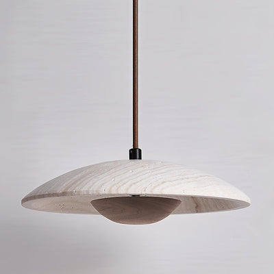 Bax Wide-Brim Travertine Pendant Light