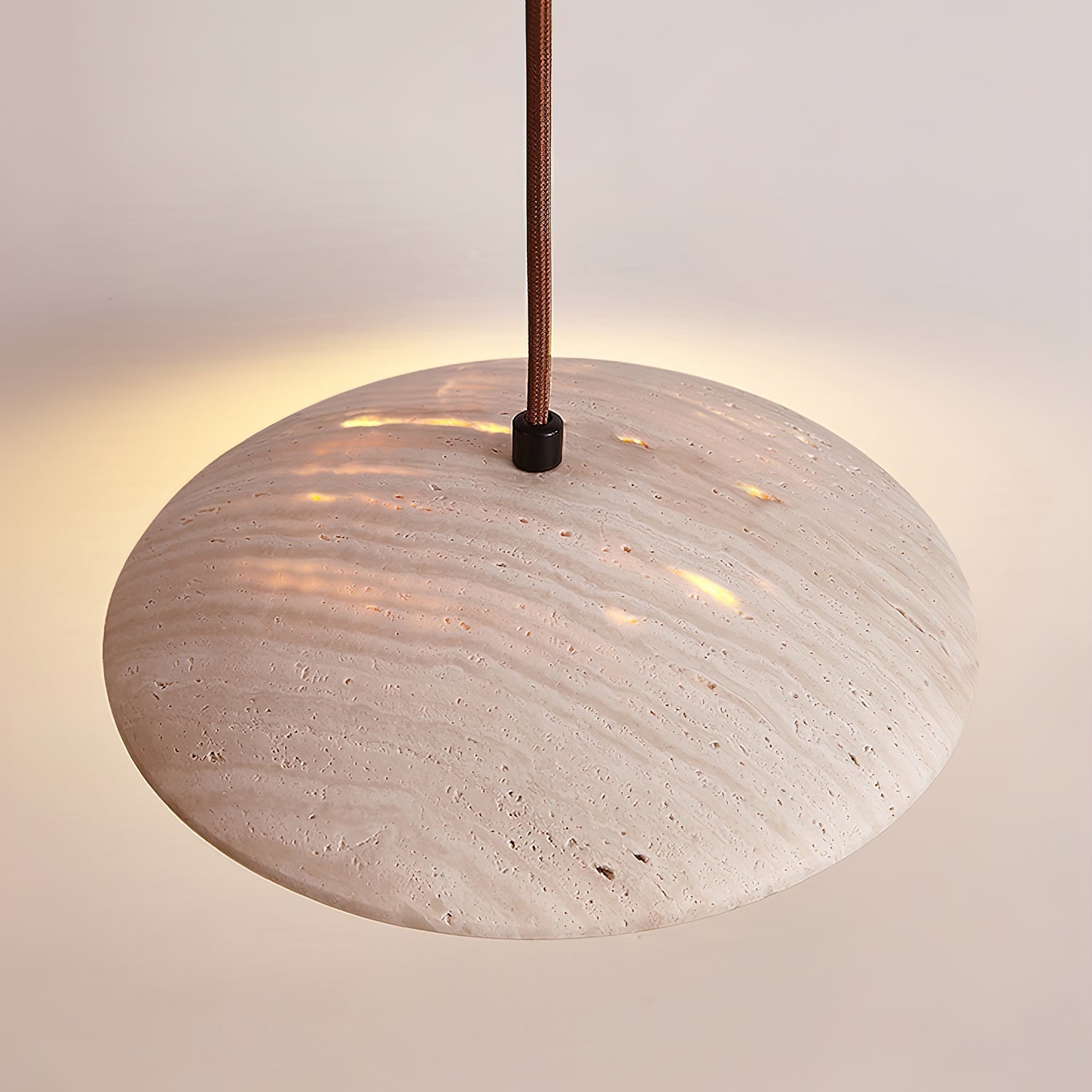 Bax Wide-Brim Travertine Pendant Light