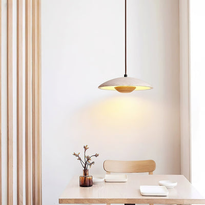 Bax Wide-Brim Travertine Pendant Light