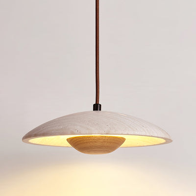 Bax Wide-Brim Travertine Pendant Light