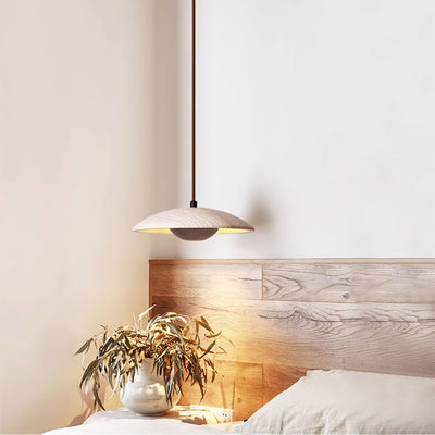 Bax Wide-Brim Travertine Pendant Light