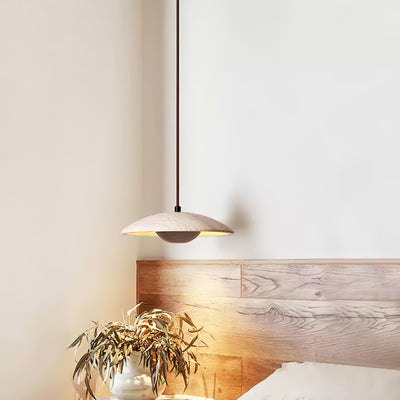 Bax Wide-Brim Travertine Pendant Light