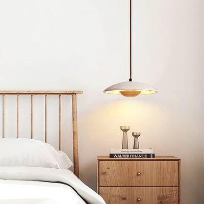 Bax Wide-Brim Travertine Pendant Light