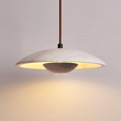 Bax Wide-Brim Travertine Pendant Light