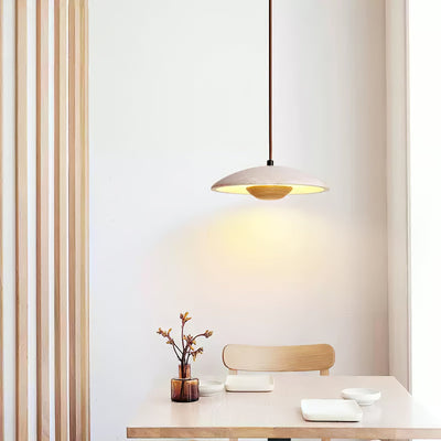 Bax Wide-Brim Travertine Pendant Light