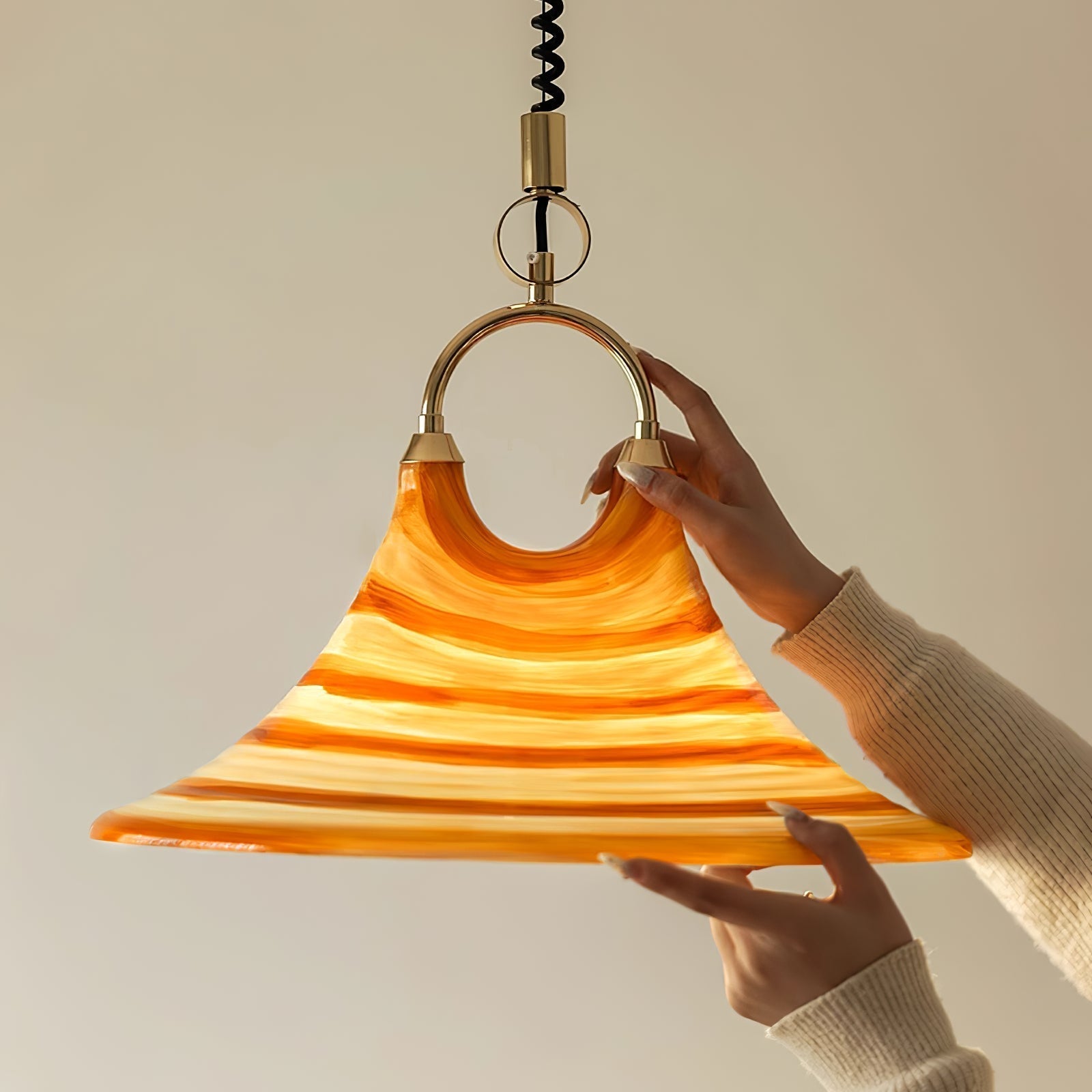 Aurmiros Modern Minimalist Swirl Glass Pendant Light