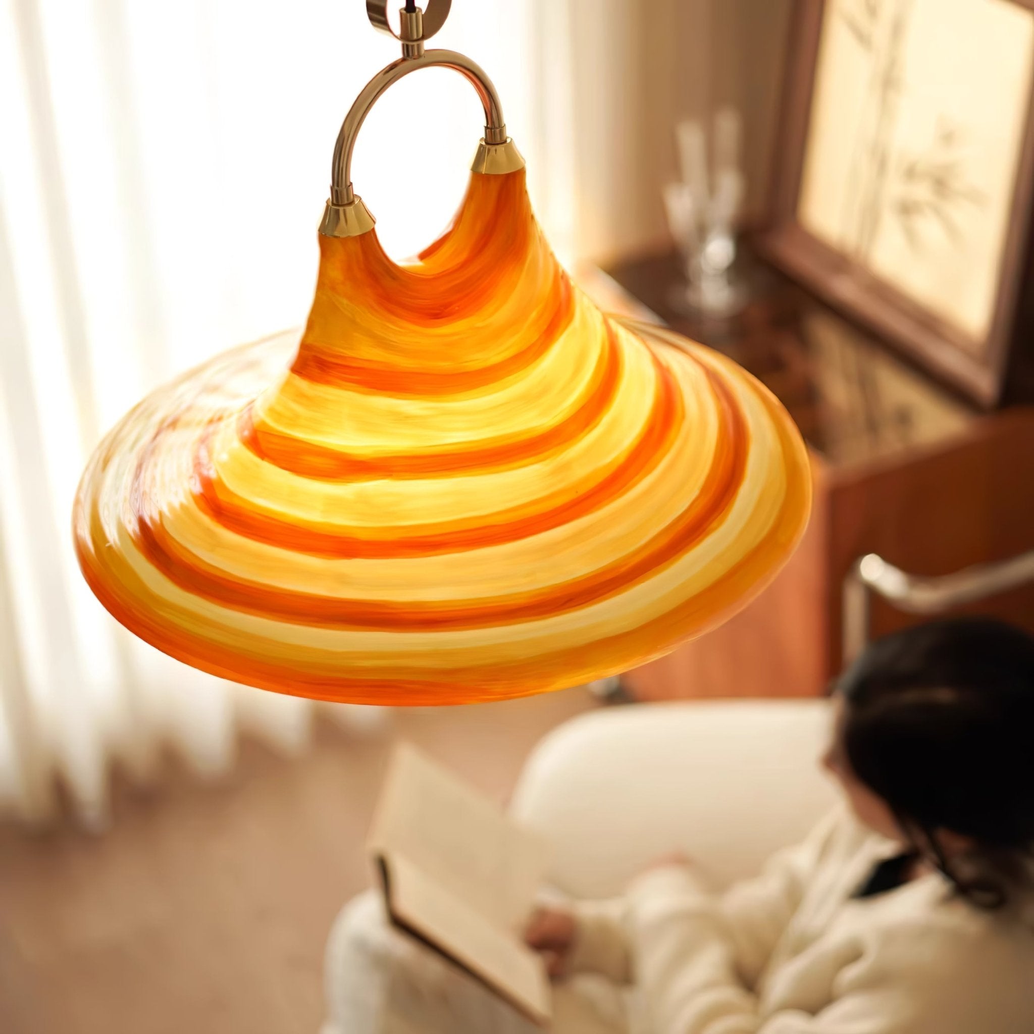 Aurmiros Modern Minimalist Swirl Glass Pendant Light