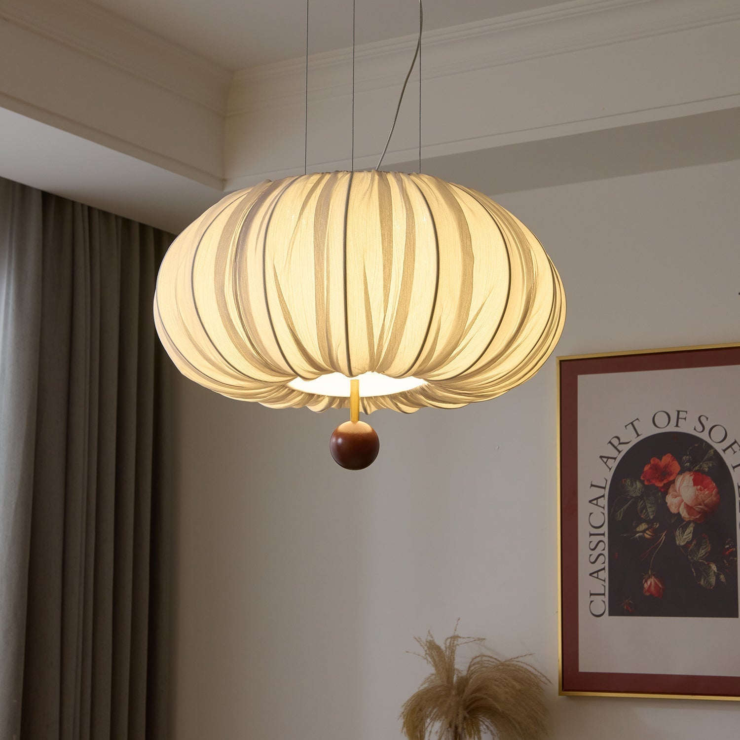 Vasilen Premium Nordic Art Balloon Wood Fabric Ceiling Light