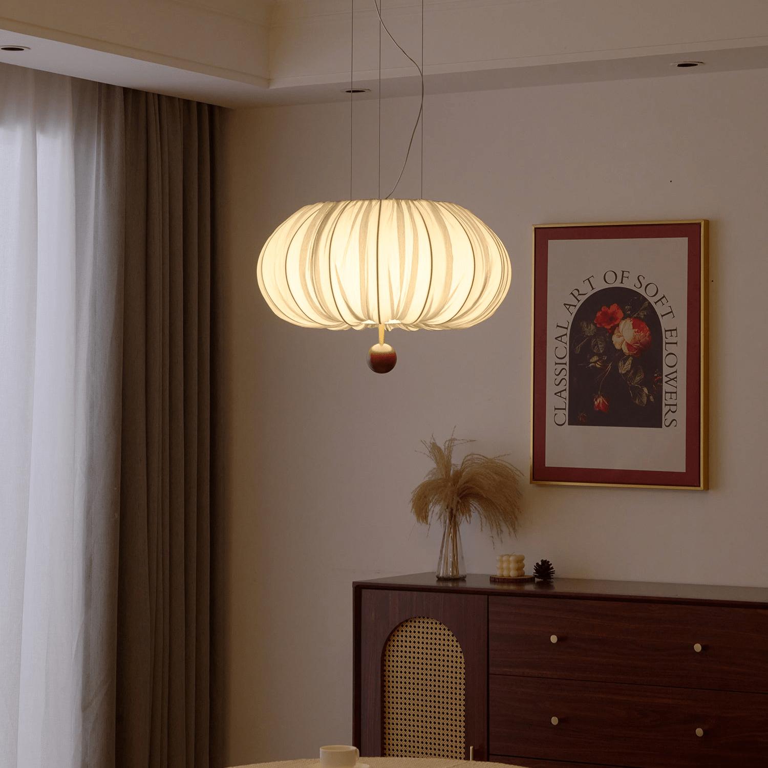 Vasilen Premium Nordic Art Balloon Wood Fabric Ceiling Light