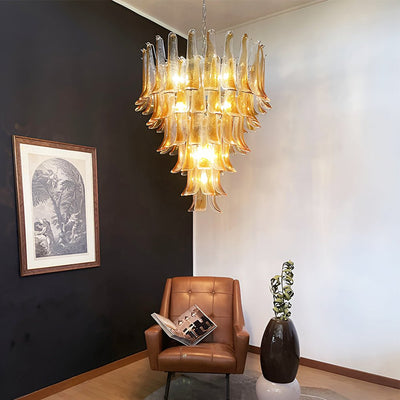 Liorenaine Chandelier Amber Glass Petals Layered Luxury