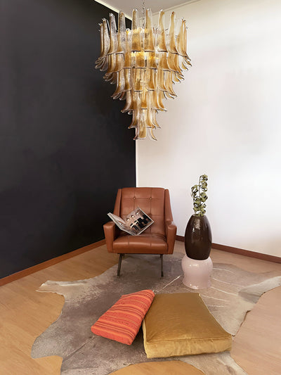 Liorenaine Chandelier Amber Glass Petals Layered Luxury