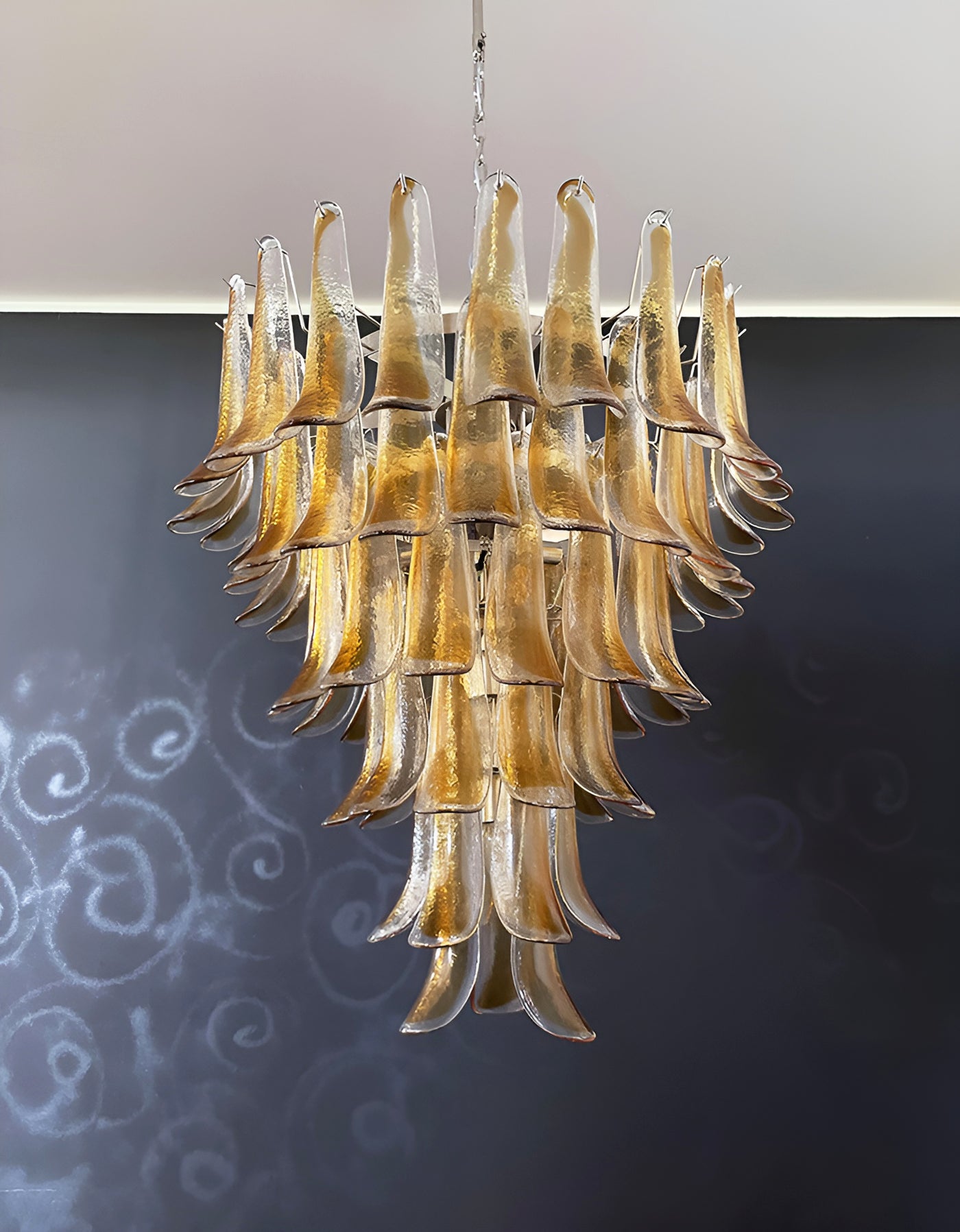 Liorenaine Chandelier Amber Glass Petals Layered Luxury