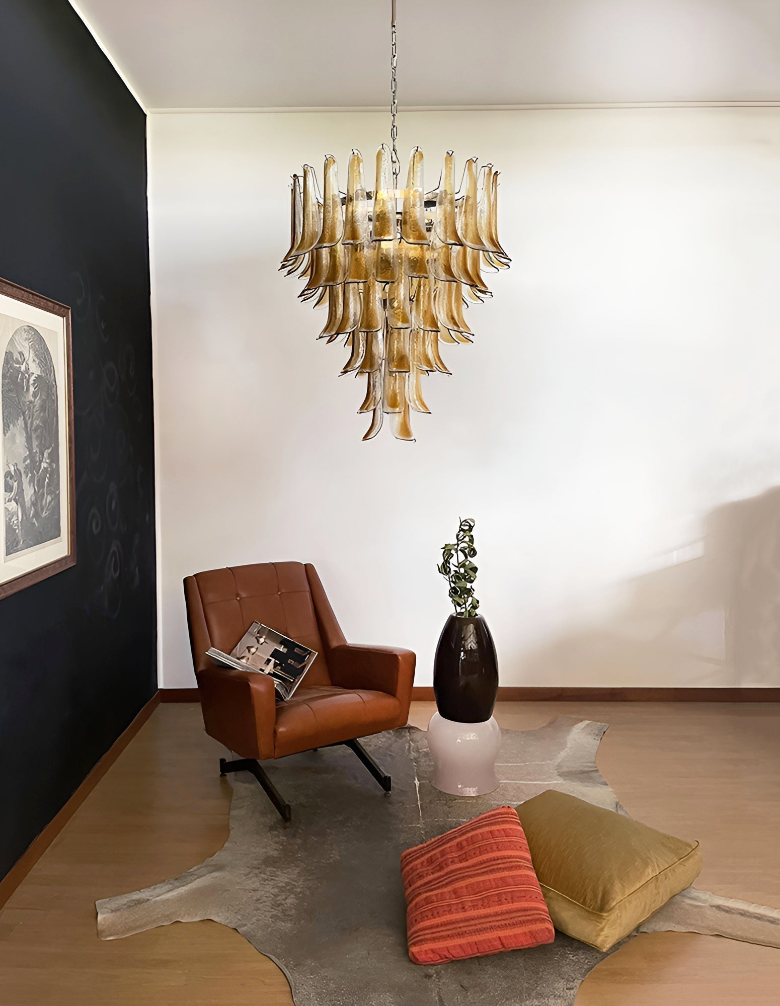 Liorenaine Chandelier Amber Glass Petals Layered Luxury