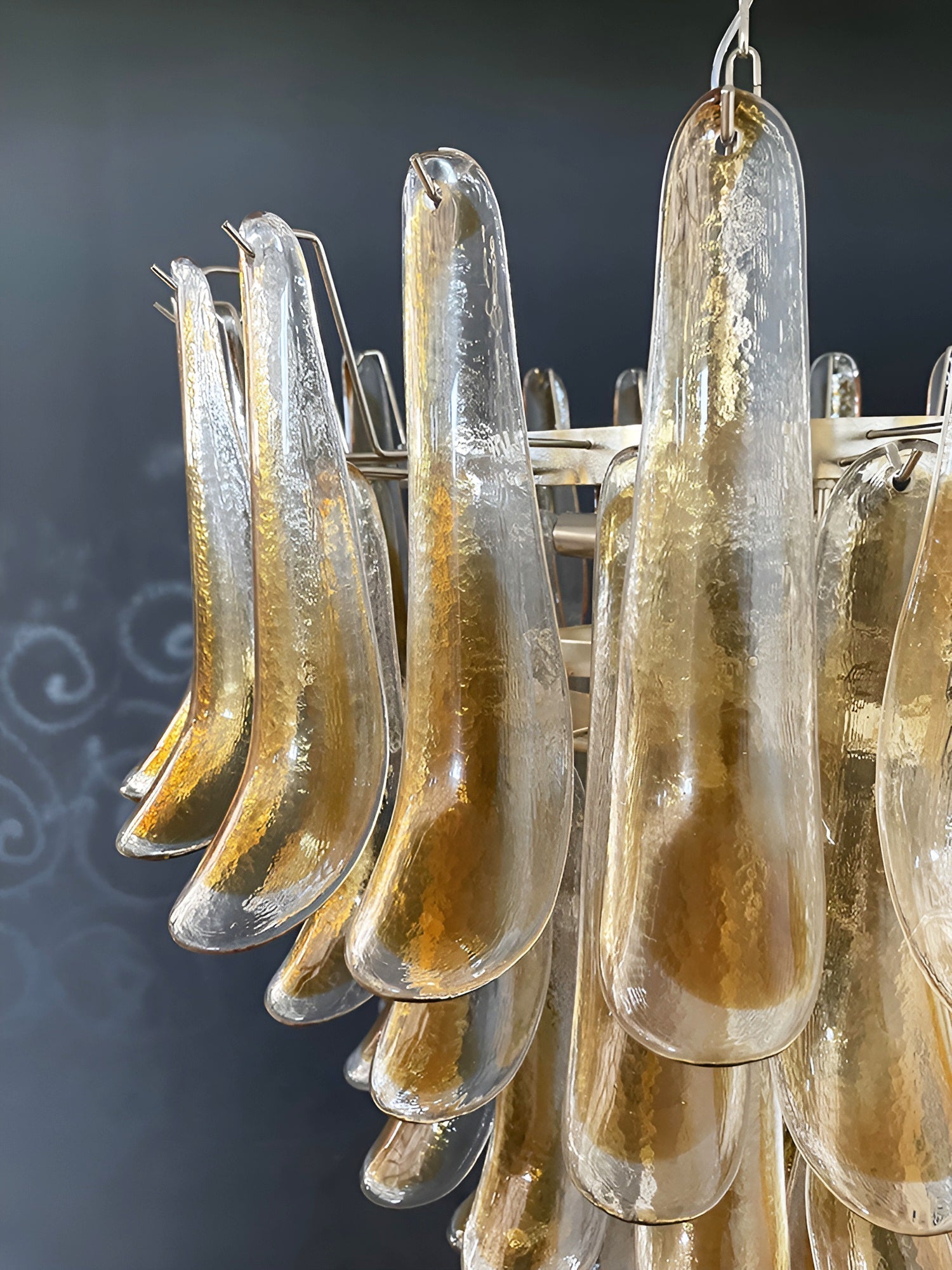 Liorenaine Chandelier Amber Glass Petals Layered Luxury