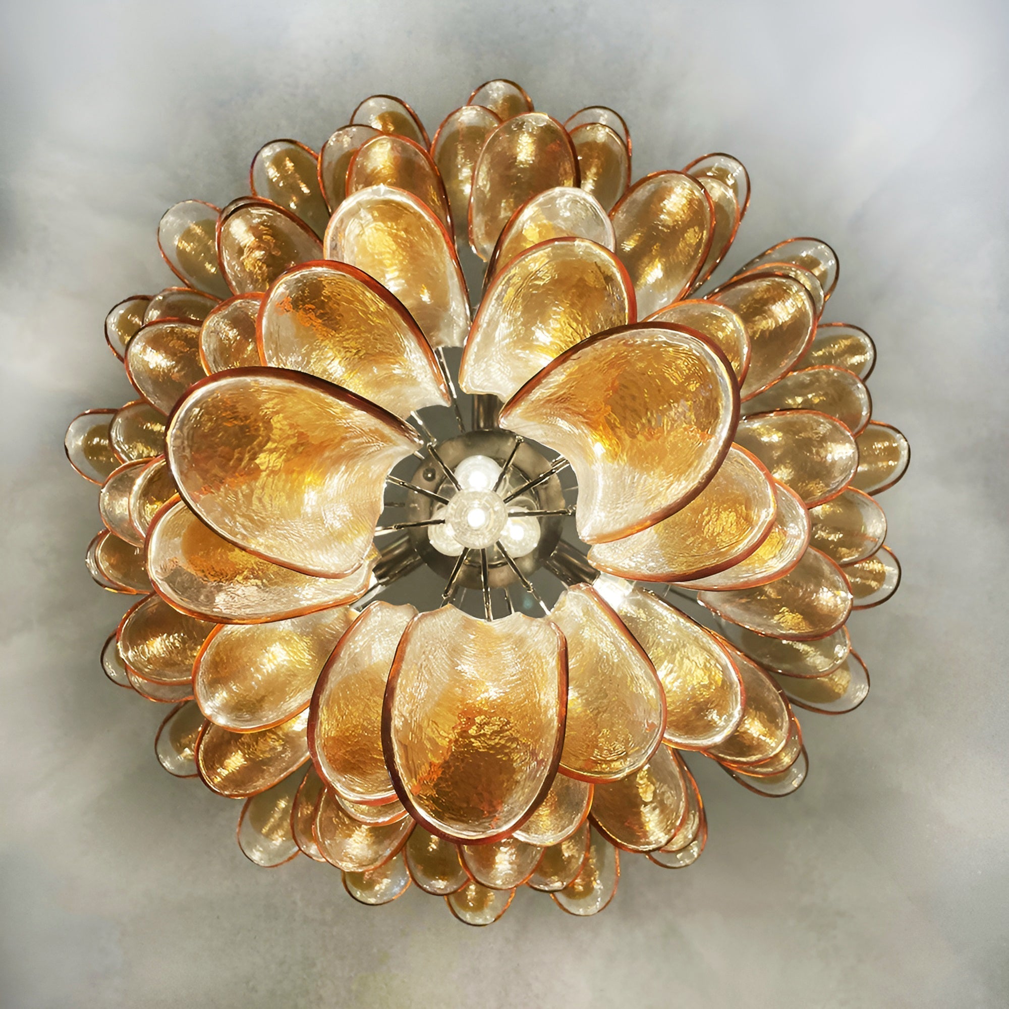 Liorenaine Chandelier Amber Glass Petals Layered Luxury