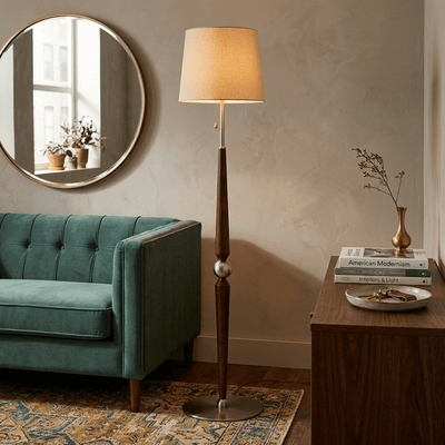 Aldivina Sculpted Wood Floor Lamp