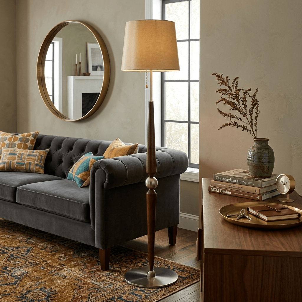 Aldivina Sculpted Wood Floor Lamp