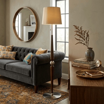 Aldivina Sculpted Wood Floor Lamp