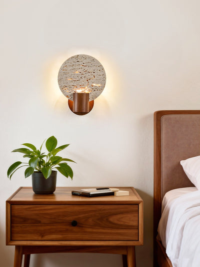Taveiella Travertine Round Wall Light