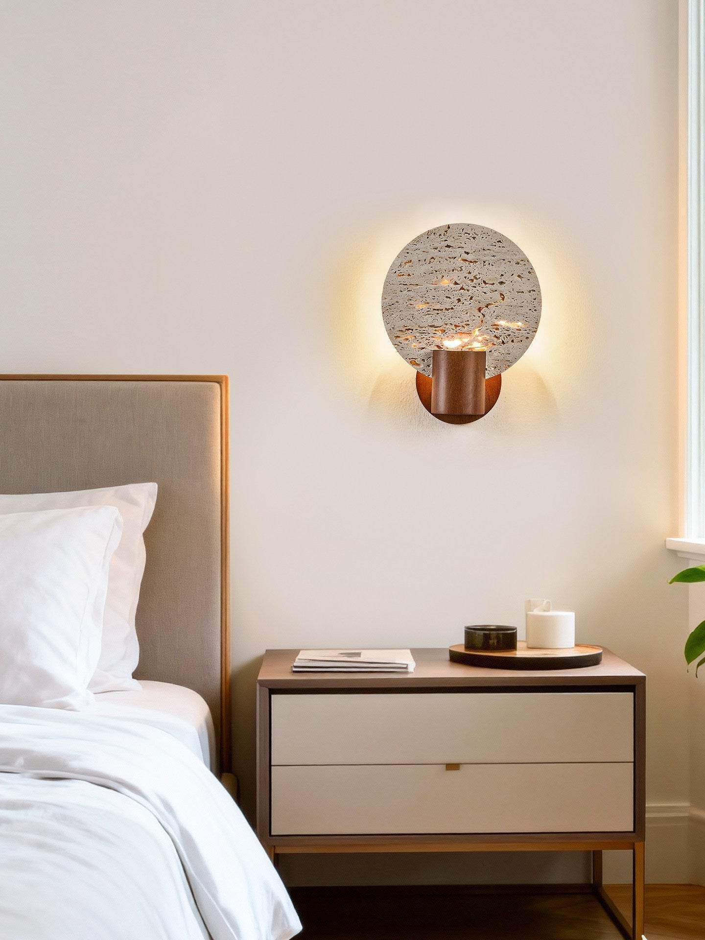 Taveiella Travertine Round Wall Light