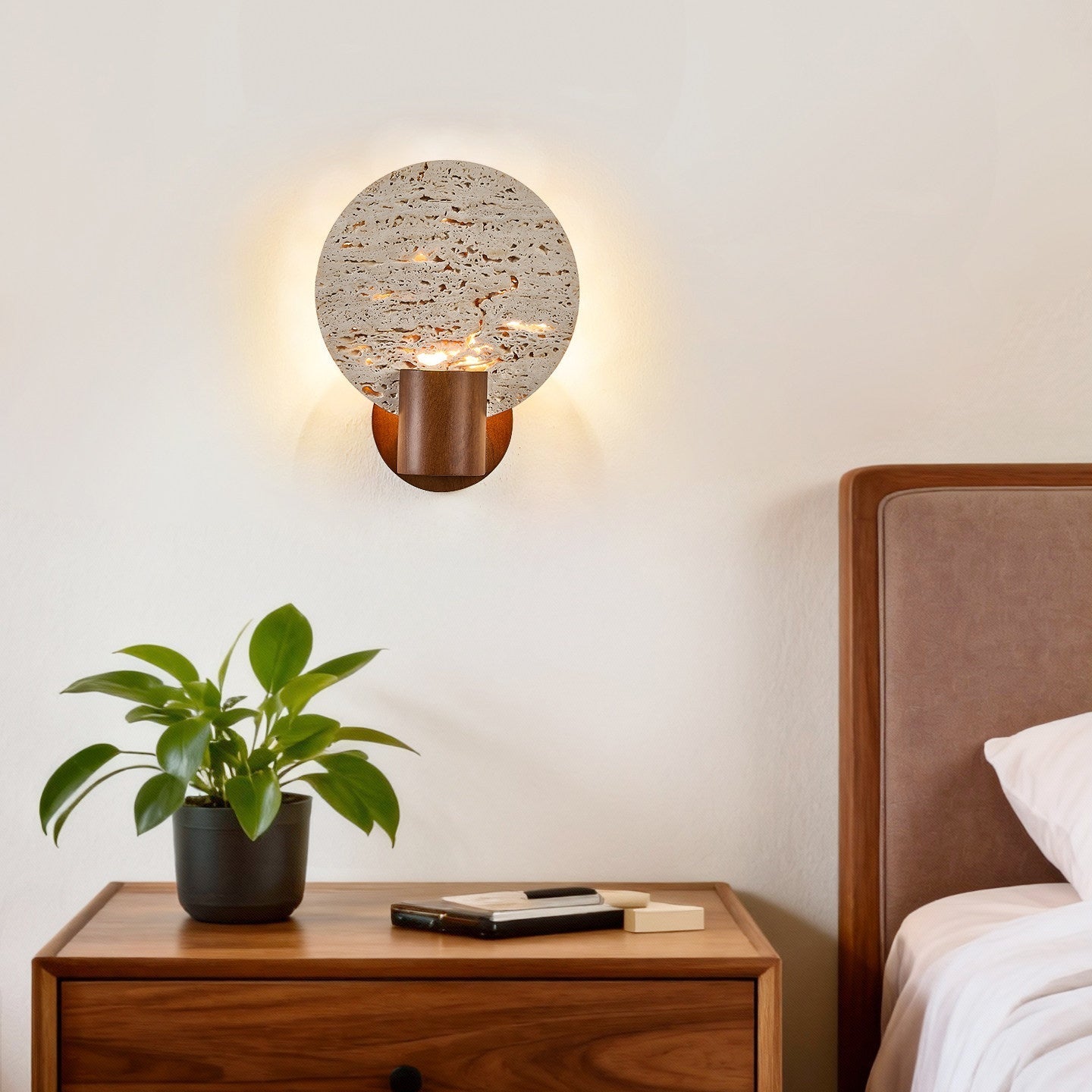 Taveiella Travertine Round Wall Light