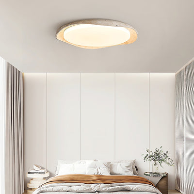 Adoros Rimmed-Circle Travertine Ceiling Light