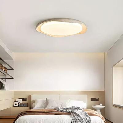 Adoros Rimmed-Circle Travertine Ceiling Light