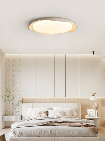 Adoros Rimmed-Circle Travertine Ceiling Light