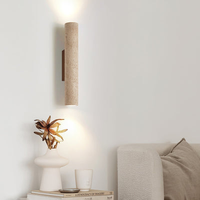 Seranise Slim Cylinder Travertine Wall Light
