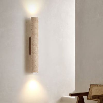 Seranise Slim Cylinder Travertine Wall Light