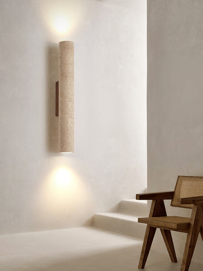 Seranise Slim Cylinder Travertine Wall Light
