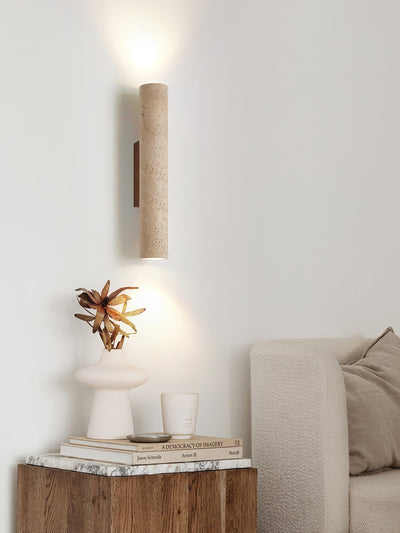 Seranise Slim Cylinder Travertine Wall Light
