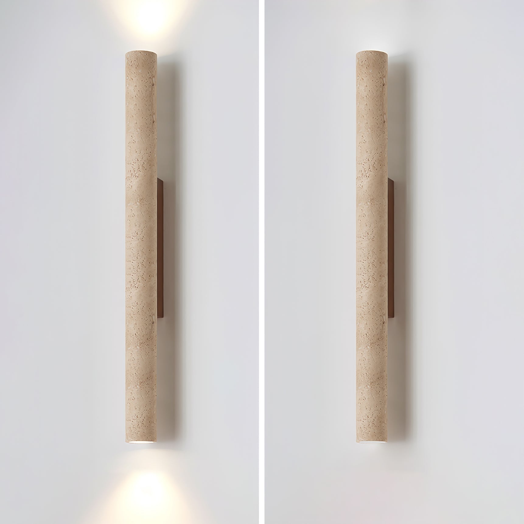 Seranise Slim Cylinder Travertine Wall Light