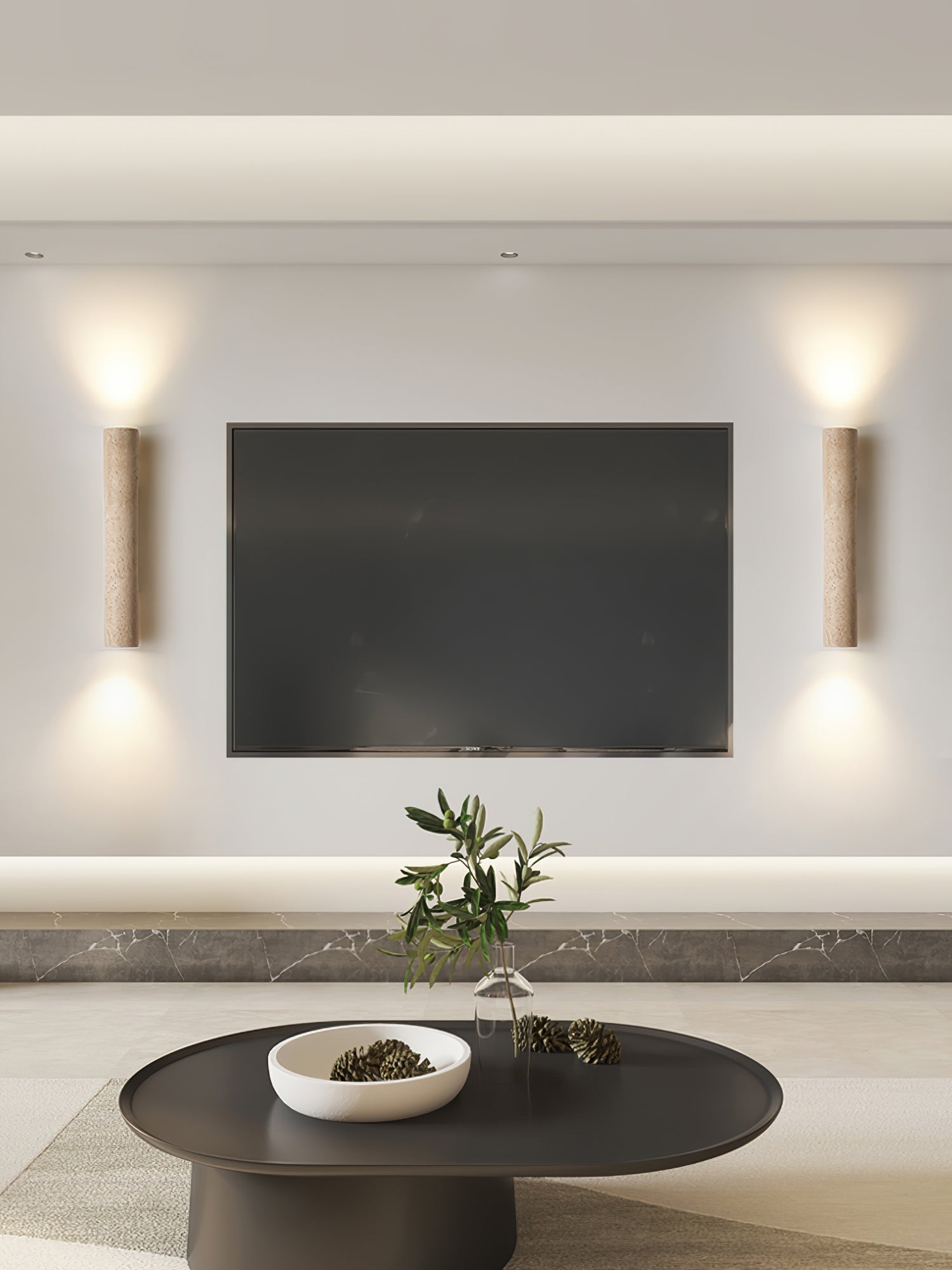 Seranise Slim Cylinder Travertine Wall Light