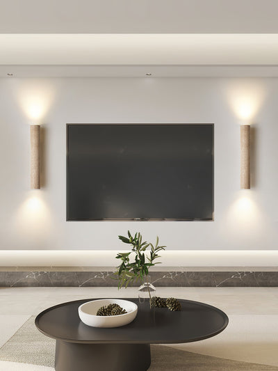 Seranise Slim Cylinder Travertine Wall Light
