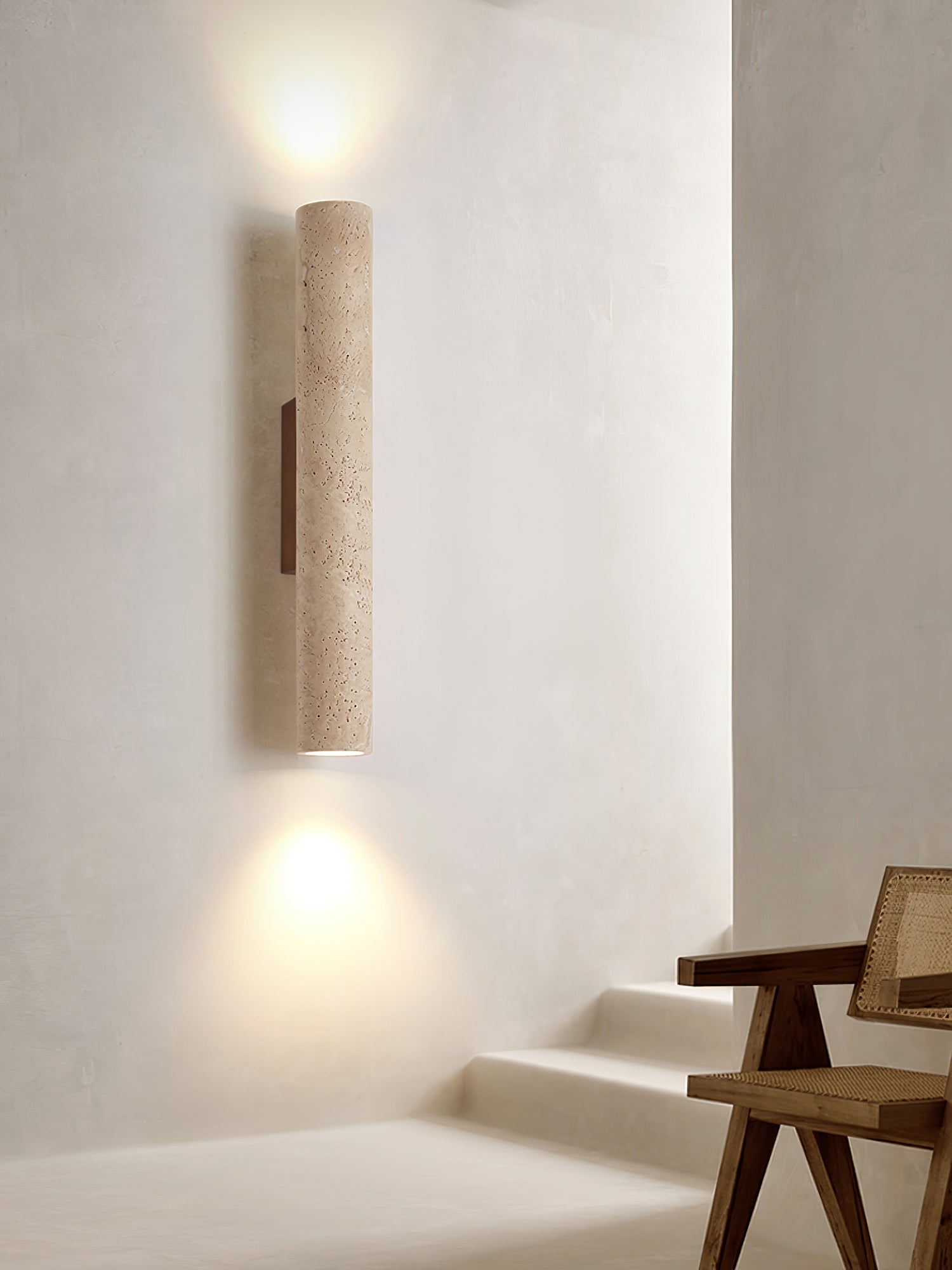 Seranise Slim Cylinder Travertine Wall Light