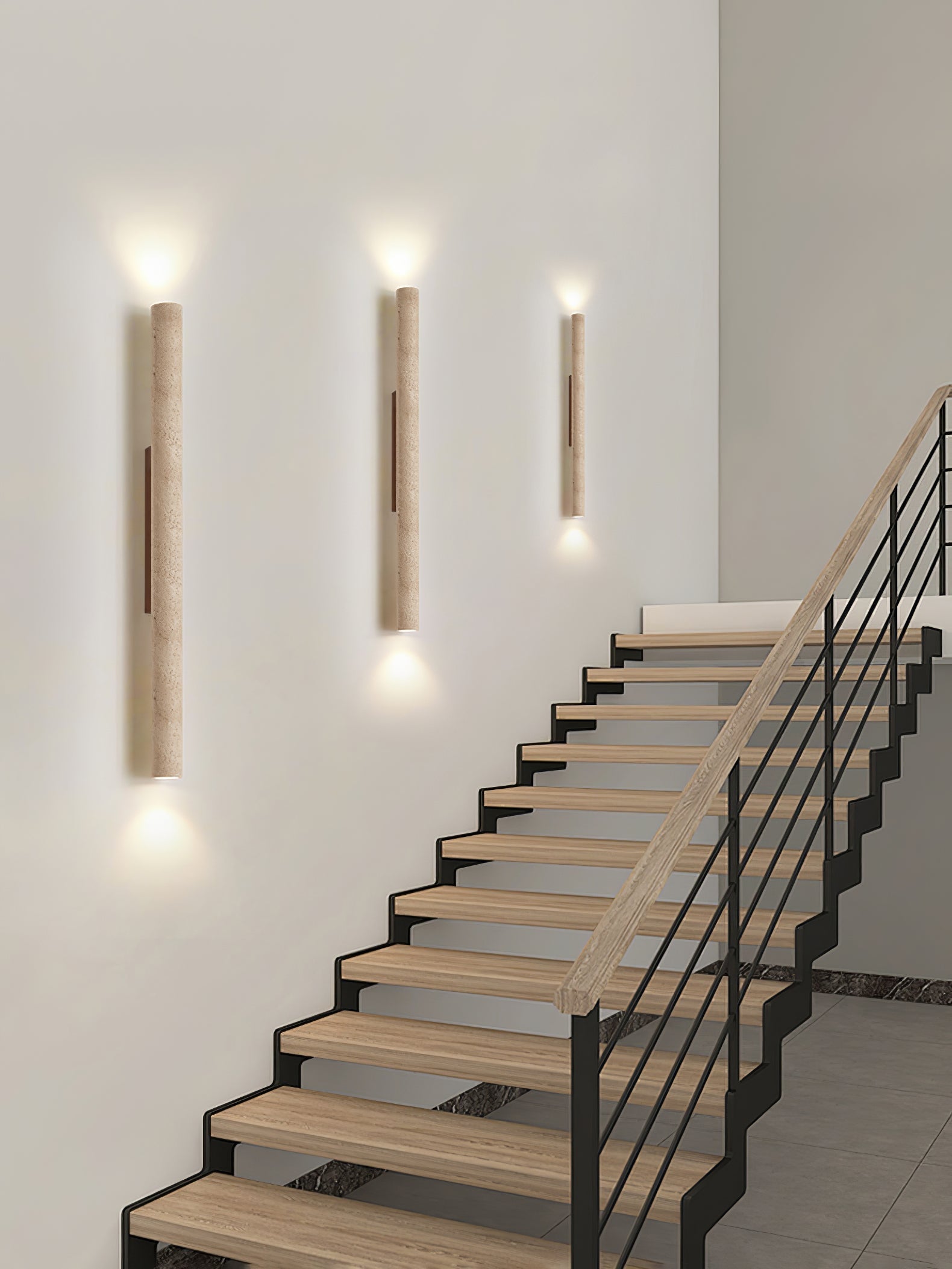 Seranise Slim Cylinder Travertine Wall Light