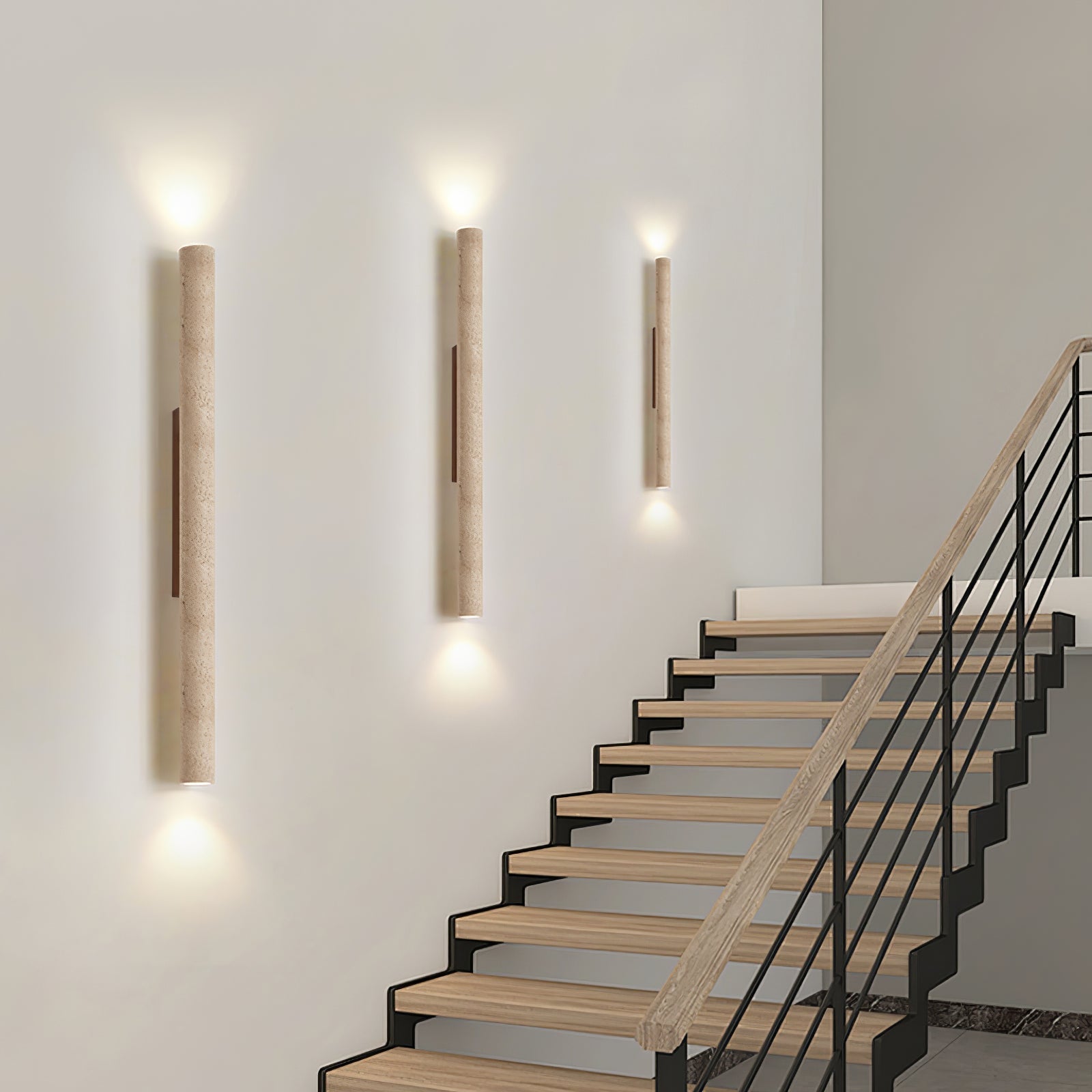 Seranise Slim Cylinder Travertine Wall Light