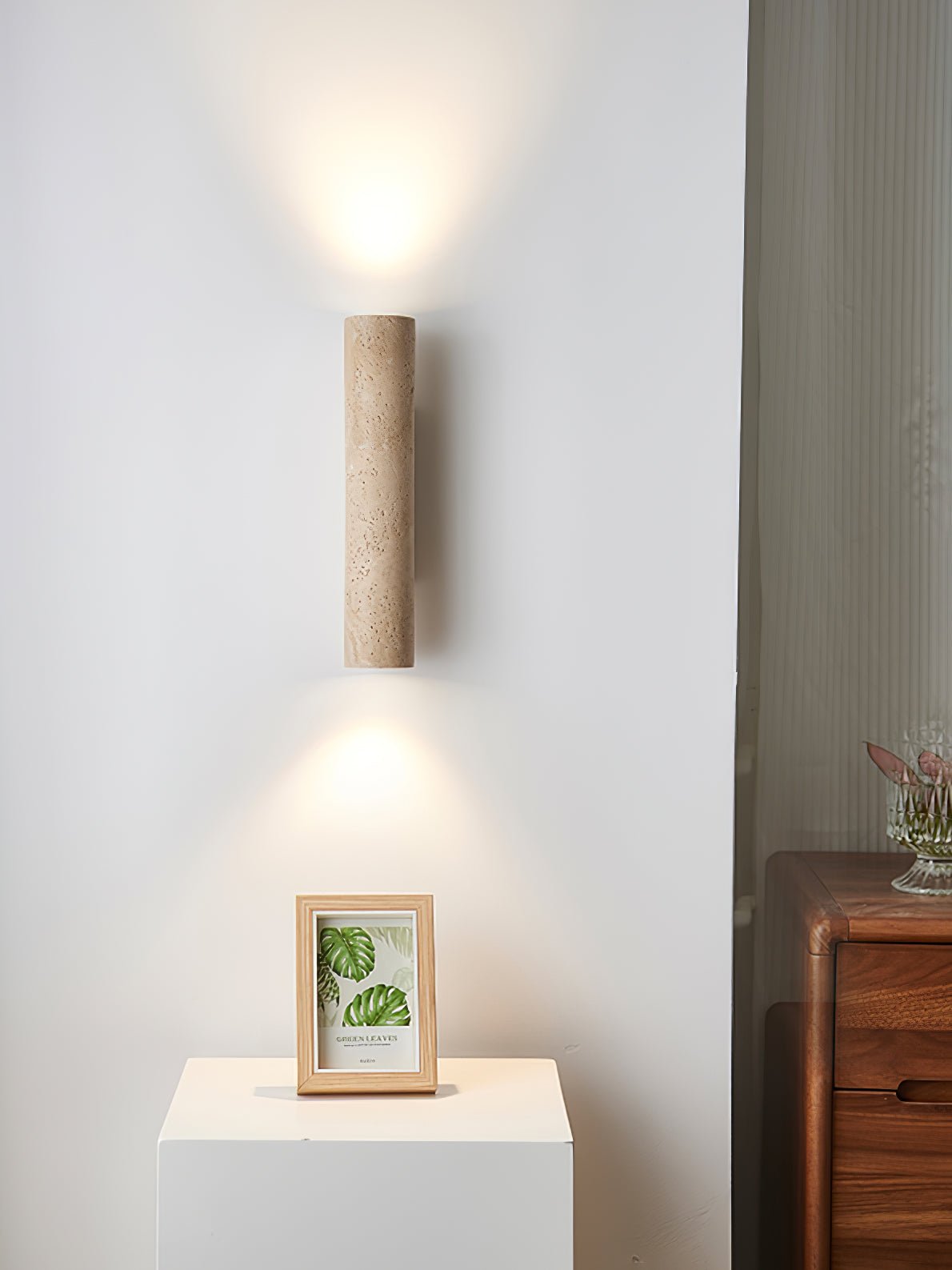 Seranise Slim Cylinder Travertine Wall Light