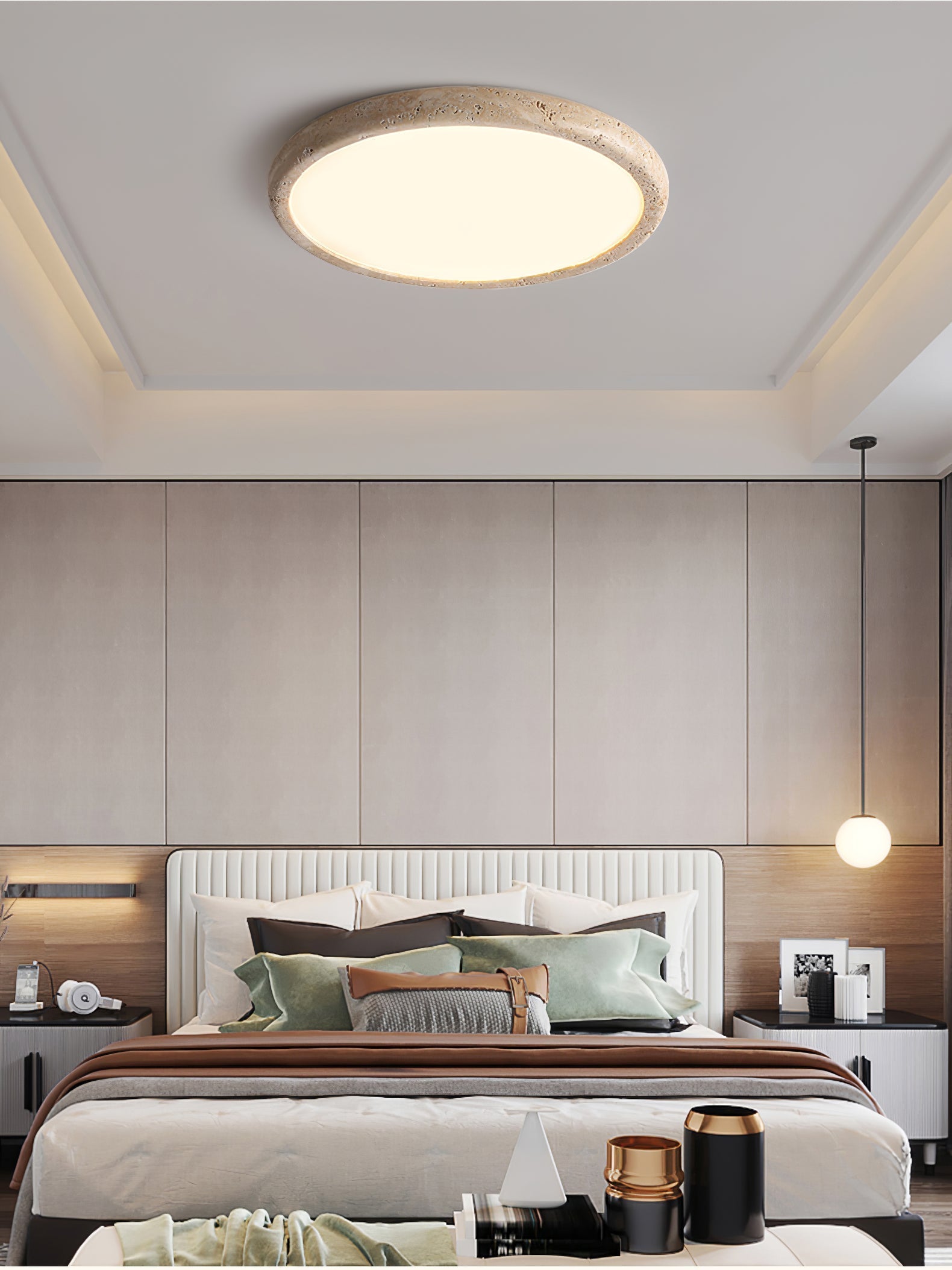 Aurrina Ring Frame Travertine Ceiling Light