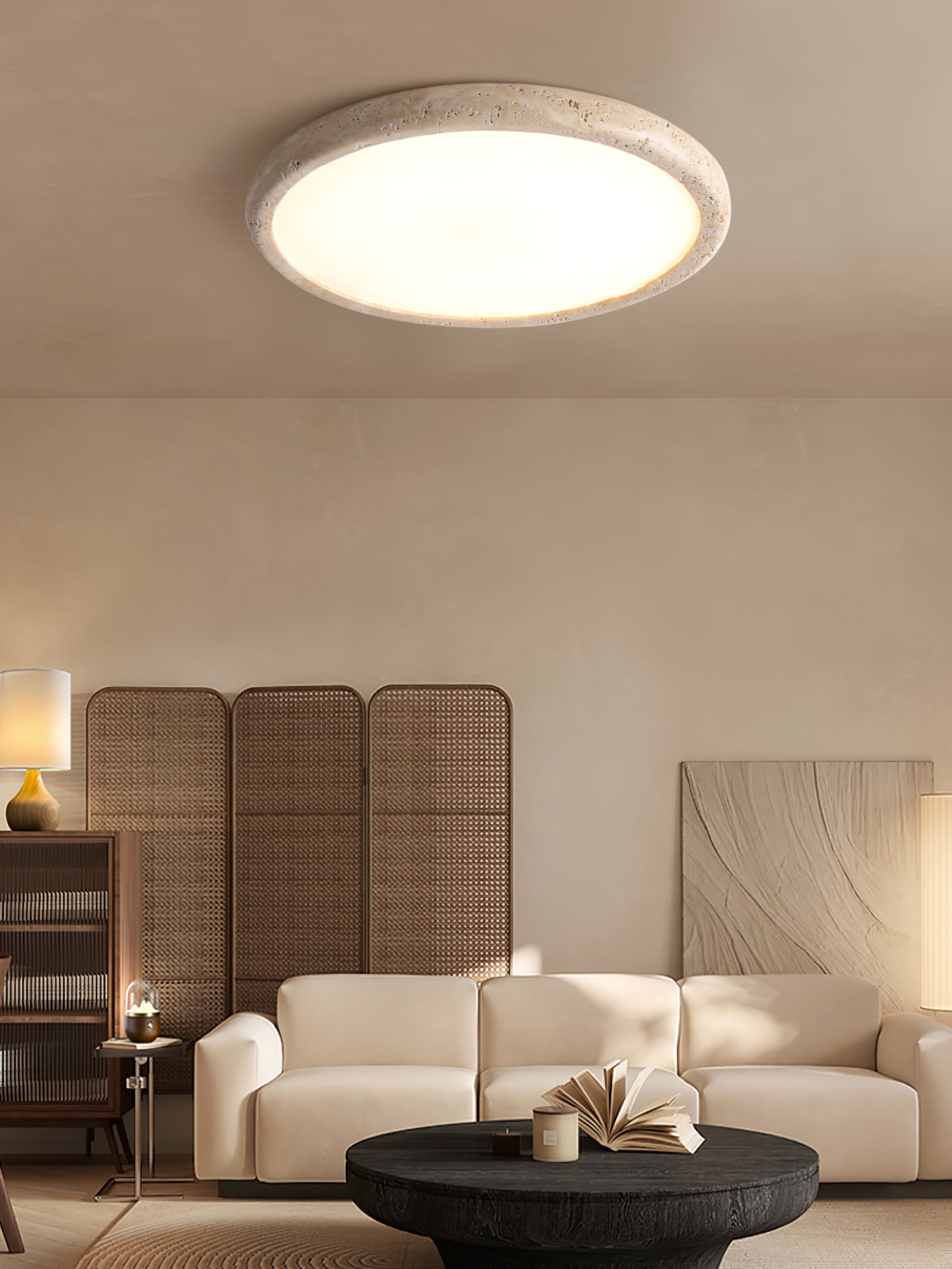 Aurrina Ring Frame Travertine Ceiling Light