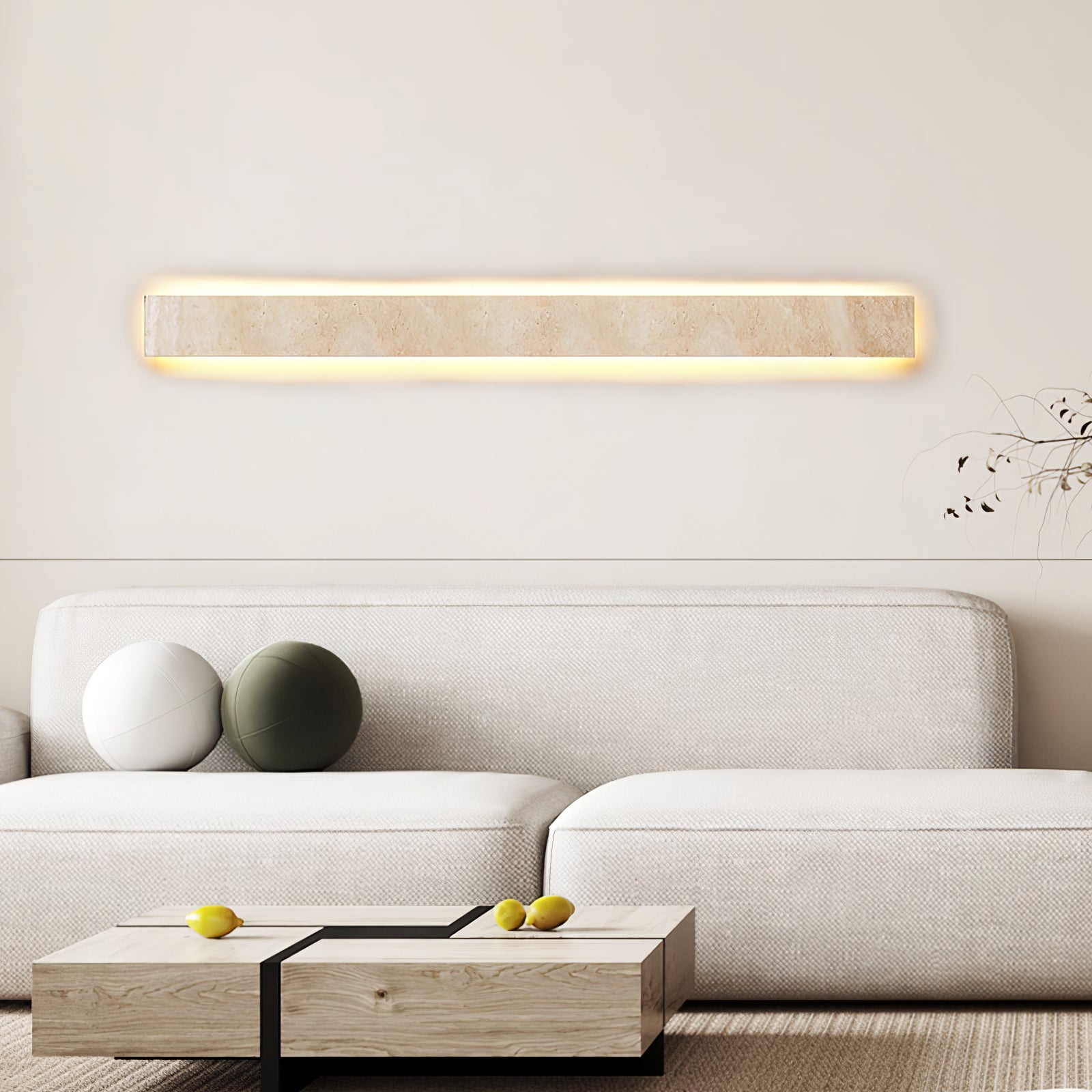 Tavoelia Slim Rectangle Travertine Linear Wall Light
